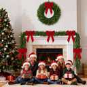 2PCS 9FT Christmas Garland with 6 Red Bows Norfolk Pine Garland, Real Touch Artificial Faux Greenery Garland for Mantle Fireplace, Table Staircase Indoor Outdoor Decor