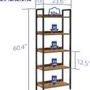 NUMENN Bookshelf, 5 Tier Bookshelves, Home Office Bookcase Shelf Storage Organizer, Free Standing Storage Shelving Unit for Bedroom, Living Room and Home Office, Vintage