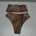 GORGLITTER Women's 2 Piece Leopard Print Strapless Bandeau Swimsuit Tube Top High Cut Bikini Sets (Brown Multicolor) Small