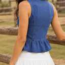 Remidoo Women's Tie Front Denim Vest Sleeveless Peplum Top Ruffle Hem Jean Waistcoat