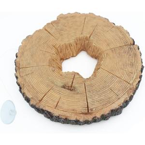 AQUA KT Aquatic Turtle Tree Trunk Round Freestanding Floating Dock Island Climbing Basking Platform Large Non Slip with Suction Cup, for Pond and Amphibian Reptile Terrarium Habitat, Large