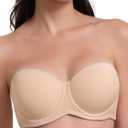 Women's Strapless Bra Multiway Lift Padded Underwire Bra Anti Slip Full Coverage Convertible Brassie (34A, Nude)