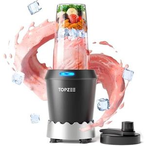 TOPZEE Personal Smoothie Blender - 1000W Single Serve Smoothie Maker with 24oz Portable Travel Cups, Ideal for Protein Shakes, Frozen Drinks, and Kitchen Use