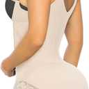 SHAPERX Women's Fajas Colombianas Shapewear Tummy Control Body Shaper Girdles Post Surgery Compression Garment (Beige, M)