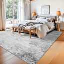 RUUGME Abstract 10x10 Area Rugs: Non-Slip Washable Carpet for Living Room Bedroom Soft Thin Stain Resistant Rug for Office Low Pile Comfort Home Decor - Gift for Housholds Newlyweds (10ft Square Grey)