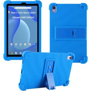 Case for Walmart Onn 7 inch Tablet 2024 Model (100135924), Kids Friendly Soft Silicone Adjustable Stand Cover for Onn 7 inch Gen 4 2024 Tablet Case (Blue)