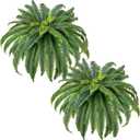 CQURE 48" Large Fake Fern Artificial Ferns for Outdoors,Set of 2 88 Fronds Realistic Artificial Boston Ferns Bush Plant for Indoor Outdoor Garden Porch Decor (Lifelike,UV Resistant,No Maintenance)