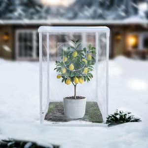PVC Clear Plant Covers Freeze Protection: 30L x 30W x 44.5H Winter Plant Frost Protection Covers for Extremely Cold Weather - Shrub Tree Rose Outdoor Plant Cover - EU Standard Fabric PVC Pipe Frame