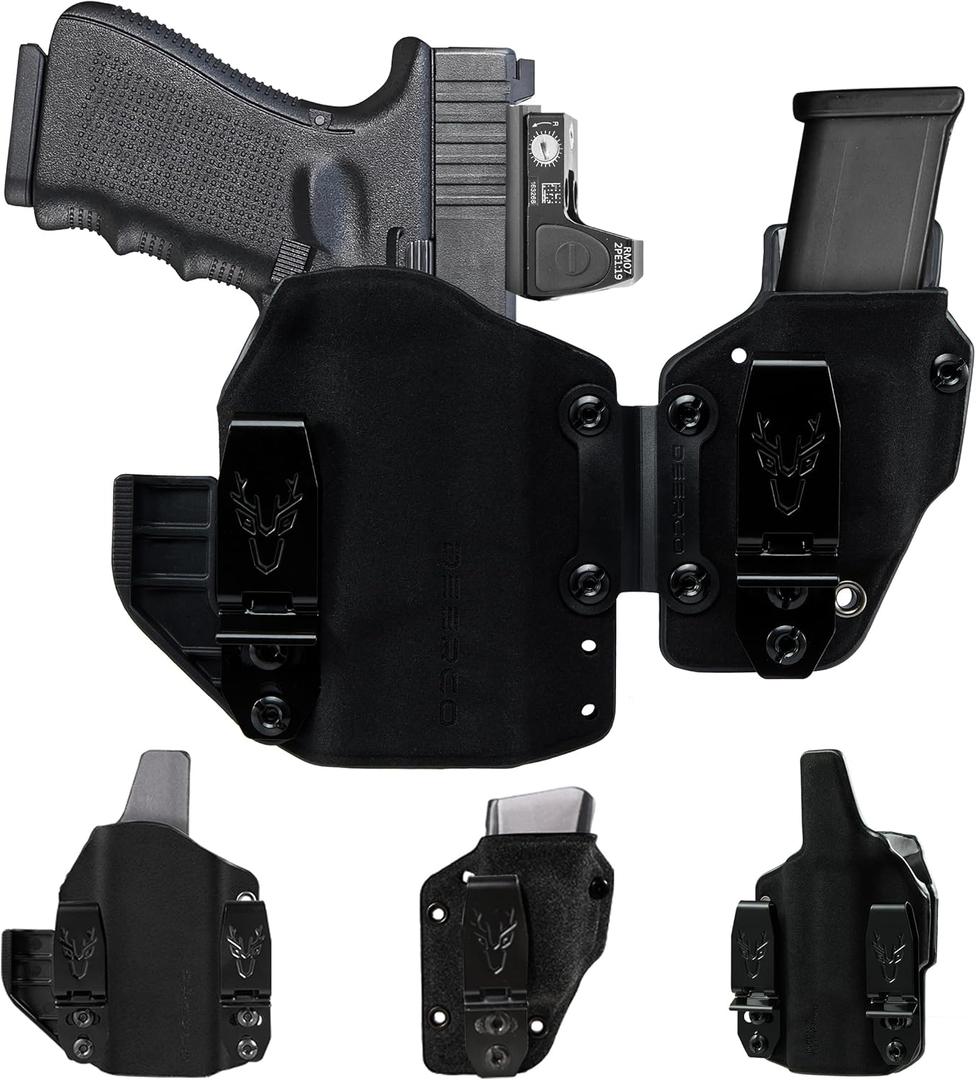 AIWB & IWB Holster Compatible with Glock 19,23,32(Gen 1-4), G19 Gen 5,G19x,PSA Dagger& P10C. Soft Surface for Comfort Holster with Mag Carrier