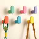 6 Pcs Wood Coat Hook Cute Kids Wall Hooks Colorful Wall Mounted Hangers Backpack Hook Rack for Hanging Hat Keys Clothes for Girl Classroom Home Kitchen Bathroom Playroom Nursery Decor(Small,Pastel)