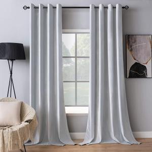 MIULEE Velvet Curtains Silver Light Grey Elegant Grommet Thermal Insulated Soundproof Room Darkening Curtains/Drapes for Classical Living Room Bedroom Decor 52 x 96 Inch Set of 2