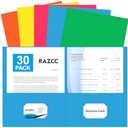 Two Pocket Folders, RAZCC 30 Pack File Folders with Pockets Fit Letter Size Paper, Thick Paper File Folder for School Office Business Home, Assorted 5 Colors