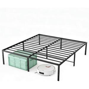 OLIXIS Queen Bed Frame, Heavy Duty Sturdy 18 Inch Metal Platform Bed with Storage Space, Sturdy Support Slats & Noise-Free, No Box Spring Needed, Easy Assembly
