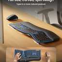 ProtoArc Ergonomic Wireless Keyboard Mouse, EKM01 Plus Full Size Ergo Bluetooth Keyboard Mouse Combo, Split Design, Wrist Rest, Multi-Device, Rechargeable, for Windows/Mac OS - Blue