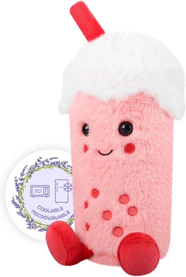 SuzziPals Heatable & Coolable Bubble Tea Stuffed Animals, Cute Microwavable Heating Pad Plushies for Soothing & Relaxation, Stuffed Bubble Tea Plush Toys, Plush Toy Gift