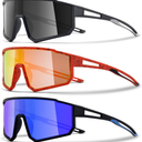 Rycrosdy 1/2/3 pcs Youth Baseball Glasses Boys Girls UV400 Kids Teen Softball Sunglasses Child Young Men Women Bike Football Eyewear - NY2-NY4-NY8, Pack Of 3