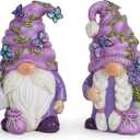 Hodao 2PCS Lavender Dream Gnome Set - Purple Fragrance Wonderland Journey Spring Swedish Tomte Elf Dwarf Figurines Summer Gnome Indoor Home Decor Gift (Lavender)