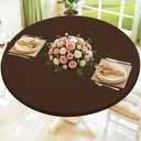 Moosfor Round Spandex Tablecloth, Elastic Fitted Waterproof Tablecloths for 57"-68" Tables, Stretch Washable Picnic Table Cover for Camping, Dining, Indoor and Outdoor, Coffee