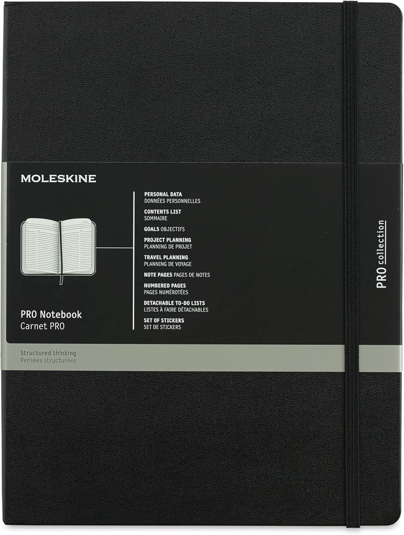 Moleskine Professional Notebook, XL, Black, Hard Cover (7.5 x 9.75)