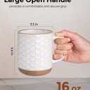 GBhome Large Coffee Mugs Set of 4, 16oz Handmade Stoneware Coffee Mugs Set with Large Handle for Cappuccino/Latte/Tea/Hot Cocoa, Dishwasher & Microwave Safe, Off White