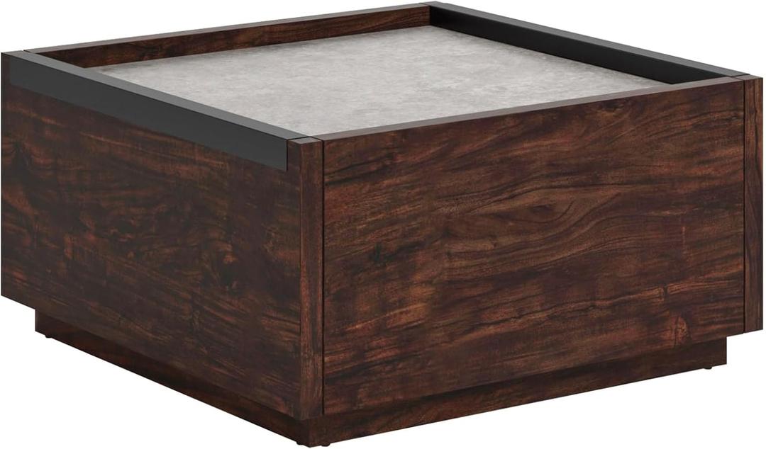 Sauder Manhattan Gate Modern Square Coffee Table, Rich Walnut Finish