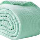 100% Cotton Muslin Blanket Large 50" x 70", Breathable and Lightweight Cotton Throw Blanket for Bed and Couch, Soft Cooling Summer Gauze Blanket for Adults All Season, Mint