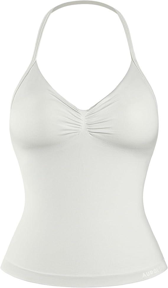 AUROLA Influence Longline Strappy Top Workout Tank Tops for Women Built in Shelf Bras, Impact Gym Sports Yoga Bra S