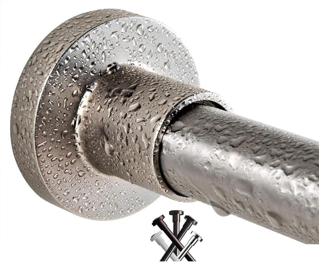 Tension Curtain Rod 43-73 Inches Brushed Nickel, Rustproof and Non-Slip and Heavy Duty Shower Curtain Rod for Window or Bathroom, 304 Stainless Steel