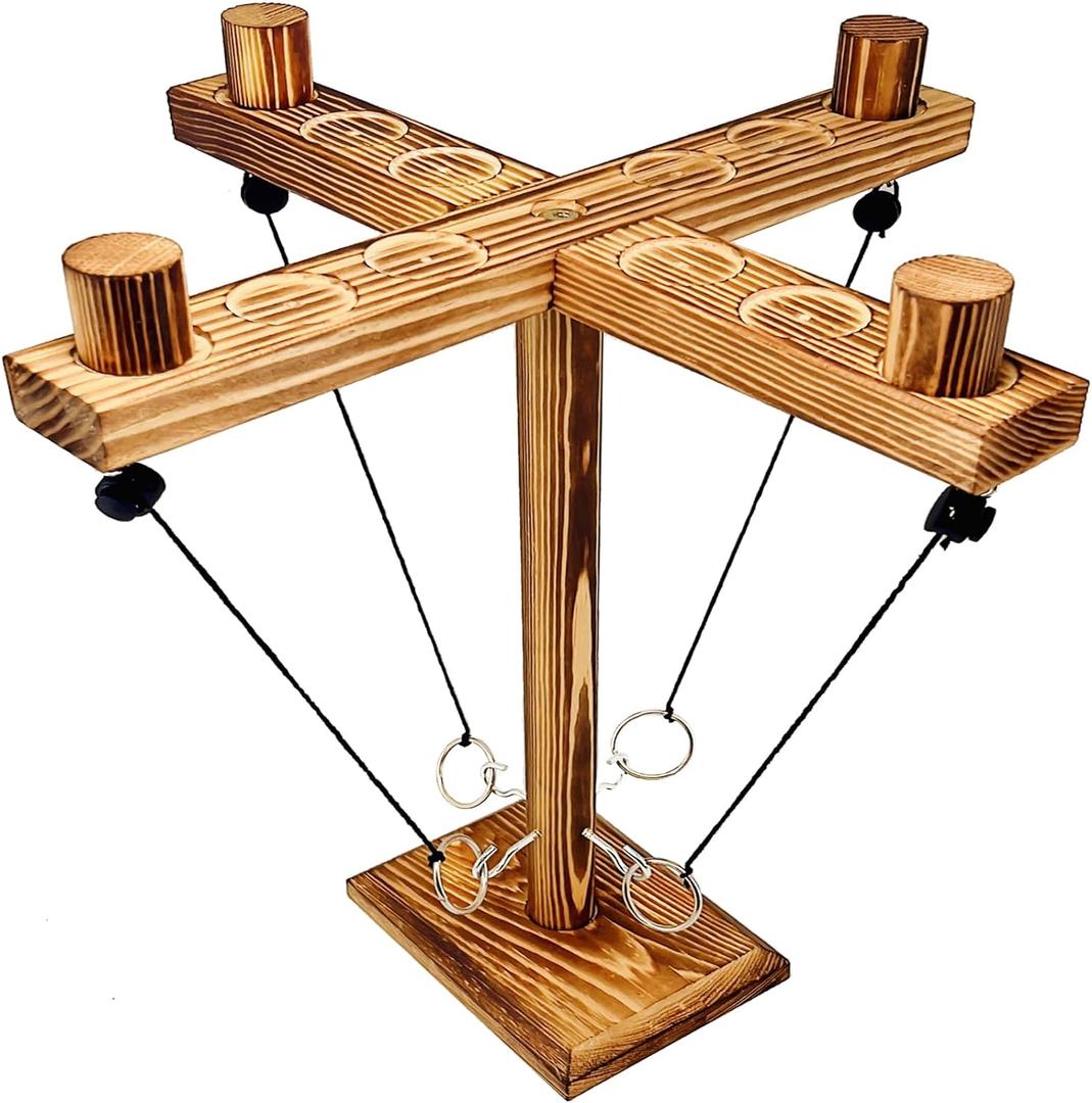 Ring toss Game for Adults,Yard Games,Wooden Rings for Ring toss,Outdoor Indoor Games,Bars Hook and Ring Game,Suitable for Camping,Party,Backyard Games.Adult Games for Game Night, (Medium(12in*12in*13in))