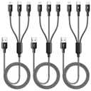 3 in 1 Multiple Charging Cable(2Pack 4Ft), Braided Multi Charger Cord Fast Charging Cable Universal USB Cable with Type C/Micro USB Port for Cell Phones, iPhone 16 15 14 13 Series (3, Black, 4Ft)