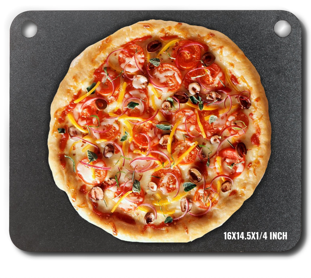 VEVOR Pizza Steel, 16" x 14.5" x 1/4" Pizza Steel Plate for Oven, Pre-Seasoned Carbon Steel Pizza Baking Stone with 20X Higher Conductivity, Heavy Duty Pizza Pan for Outdoor Grill, Indoor Oven