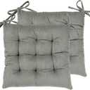 HLOVME Corduroy Chair Cushion with Ties Ultra Soft Warm Floor Cushion for Kids Reading Nook Comfortable Square Seat Cushion for Adult 15.7x15.7 Set of 2, Grey