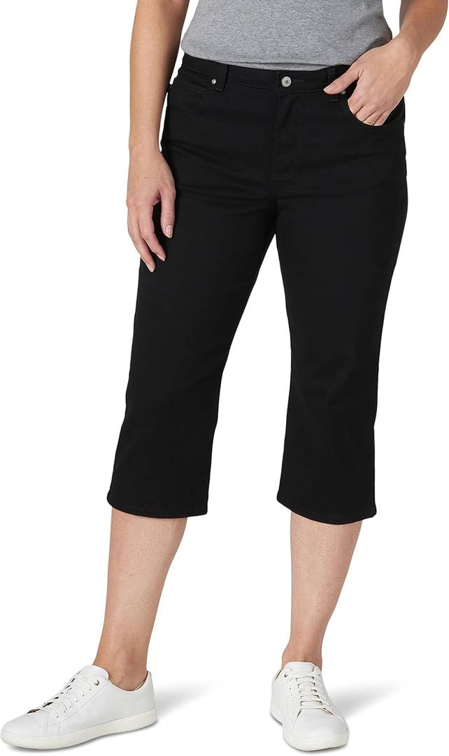 Lee Women's Relaxed Fit Capri Jean (Black, M)