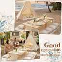 71x87'' Huge Teepee Tent with 91x71'' Extra Large Outdoor Boho Picnic Blanket Table Runner 6 Napkins Woven Cotton Yarn Oversized Beach Blanket Camp Wedding(White)