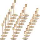 Gold Candlestick Holders - Bulk Decorative Metal Candelabra - Fits 0.8 Inch Diameter Taper Candles - Gold Taper Candle Stands for Wedding, Home, Party Table Decor (Set of 27)