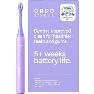 ORDO Lite Sonic Toothbrush, Electric Toothbrushes with 35,000 Pulses Per Min, Dual Modes, Over 5 Weeks Battery, Smart Timer, Waterproof, USB C, Lavender