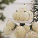 3.15INCH Beige Velvet Ornaments for Christmas Tree, 12PCS Glitter Flocked Christmas Ornaments Decorations Balls Set Decor