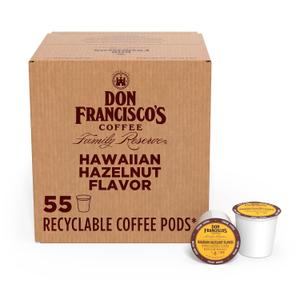 Don Francisco's Hawaiian Hazelnut Coffee Pods, Medium Roast, 55ct | Compatible with Keurig Coffee Pod Brewers, 100% Arabica Coffee, Convenient Single Serve Brewing, Fresh Brew in Every Cup (EXP 10/16/27)
