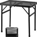 GREGIN Camping Table with Mesh Desktop, Lightweight & Portable Small Folding Grill Table, Height Adjustable Metal Outdoor Table for Camp, Cooking, BBQ, RV, Picnic-2 FT Black