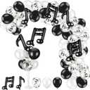 18" Music Notes Foil Balloons Stand Kit 4 Set, Music Latex Birthday Party Decorations Black White Balloons for Baby Shower Wedding Birthday Band Bar Supplies