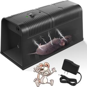 2025 Electric Mouse Trap Zapper Powerful Rat Traps Indoor for Homes with Anti-Escape Door,Effective & Reusable Humane Rodent Zapper Electric Shock Killer for Kitchens,Home,Garage