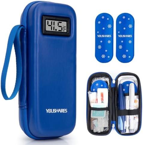 YOUSHARES Insulin Cooler Travel Case with Temperature Display - Refrigerated Medicine Cooling Bag with 2 TSA Approved Ice Pack, Medication Pen Diabetic Supplies Organizer for Trip and Daily YOUSHARES Insulin Cooler Travel Case with Temperature Display - Refrigerated Medicine Cooling Bag with 2 TSA Approved Ice Pack, Medication Pen Diabetic Supplies Organizer for Trip and Daily