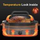 Sunvivi Roaster Oven, Electric Roaster Oven with Viewing Lid, 30lb 26-Quart Turkey Roaster with Unique Defrost/Warm Function, Large Roaster with Removable Pan & Rack, Stainless Steel, Silver, 26qt