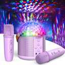 Karaoke Machine Kids Microphone Toys, Birthday Party Gifts Toys for Girls Ages 4 5 6 7 8 9 10 11 12+ Years Old, Portable Bluetooth Speaker with 2 Wireless Microphones and Disco LED Lights