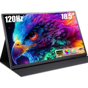 18.5 Inch Large Portable Monitor for Laptop, 120Hz IPS FHD 1080P USB-C HDMI Display with Sleeve Case & VESA Mount, 100% sRGB, Ultra-Slim Second Screen for Laptop/PC/PS5/Switch  Built-in Speaker
