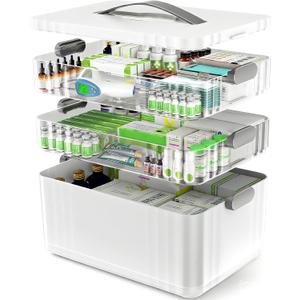 ARSTPEOE 3-Tier Medicine Organizer - Portable Medicine Cabinet with Plastic Handle, Multipurpose Medical Box, Pill Organizer, Empty First Aid Kit for Home