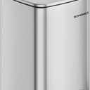 SONGMICS Kitchen Trash Can, 5.2-Gallon (20 L) Trash Bin, Stainless Steel Garbage Can, with Inner Bucket, Soft Close and Stays Open, Metallic Silver ULTB592E01