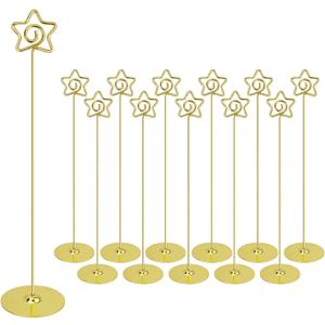 Urban Deco 12PK Table Number Holders 12 Inches Pentagram Place Card Holder Metal Table Card Holders, Picture Holders for Tables, Card Holder Stand for Wedding Dcor-Gold Urban Deco 12PK Table Number Holders 12 Inches Pentagram Place Card Holder Metal Table Card Holders, Picture Holders for Tables, Card Holder Stand for Wedding Dcor-Gold