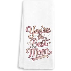 2 x Youre The Best Mom - Decorative Kitchen Towel 16"x24"  Hand Towel for Moms Bathroom, Gifts for Mother's Day, Birthday, Christmas, etc.(020)