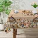 Easter Tablecloth Rectangle 60x84 Inch - Farmhouse Easter Decorations for The Home - Rustic Bunny and Eggs Table Cloth Rectangle for Party, Outdoor